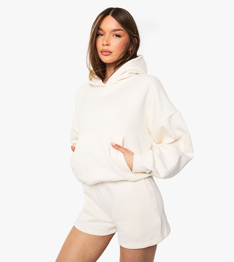 High Waist Sweat Shorts With Internal Drawcord