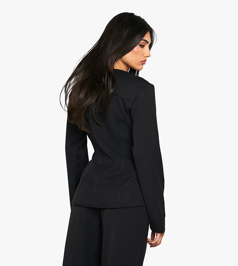 Gold Button Structured Tailored Blazer