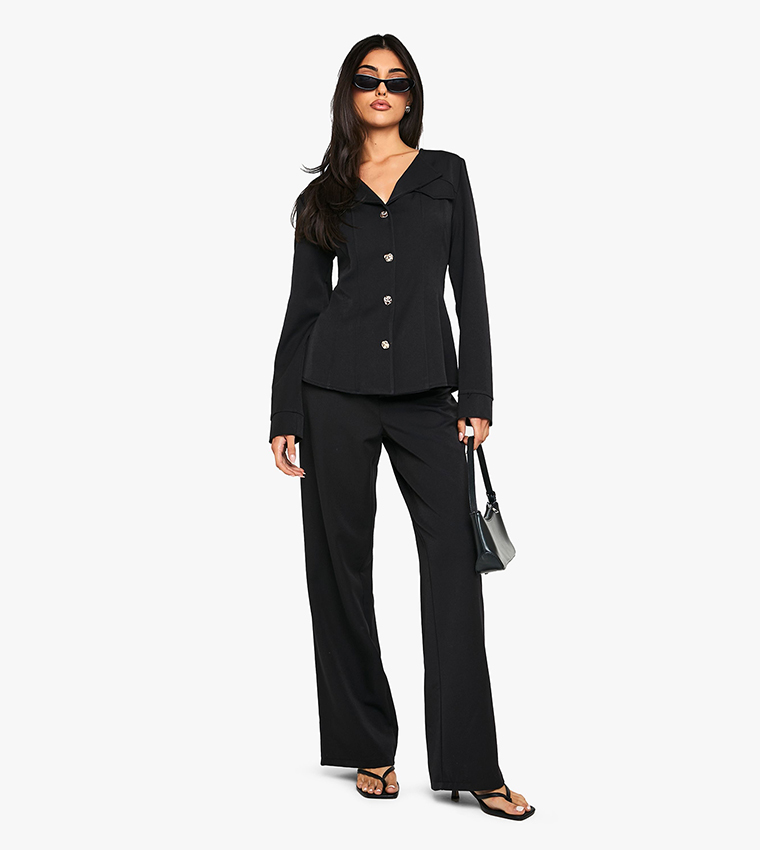 Gold Button Structured Tailored Blazer