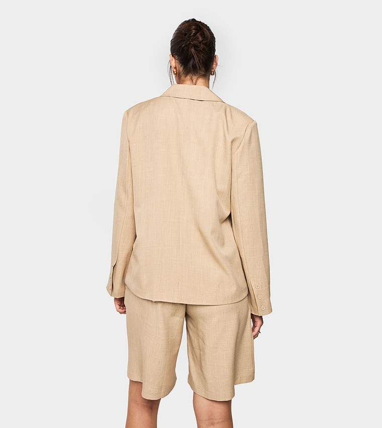 Marl Flare Sleeves Oversized Blazer