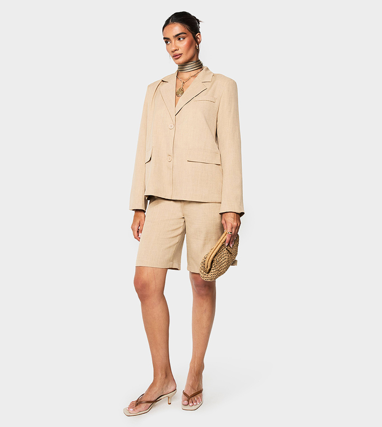 Marl Flare Sleeves Oversized Blazer