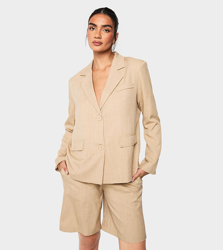 Marl Flare Sleeves Oversized Blazer