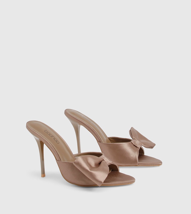 Bow Detail Satin Heeled Sandals