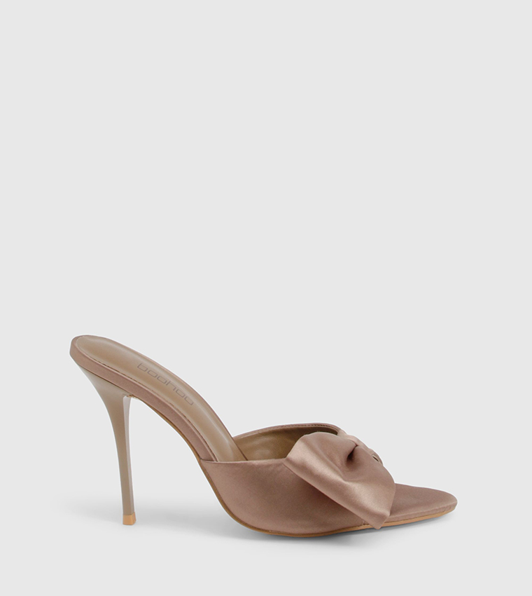Bow Detail Satin Heeled Sandals