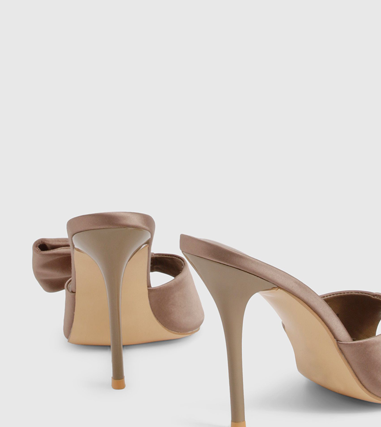 Bow Detail Satin Heeled Sandals
