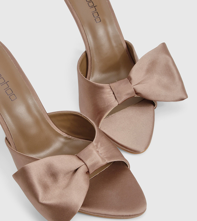 Bow Detail Satin Heeled Sandals