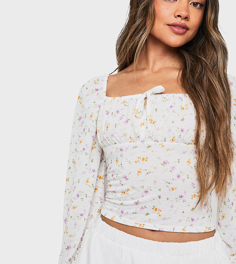 Printed Milkmaid Corset Crop Top