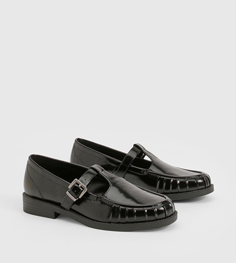 Ruched Detail T-Bar Loafers