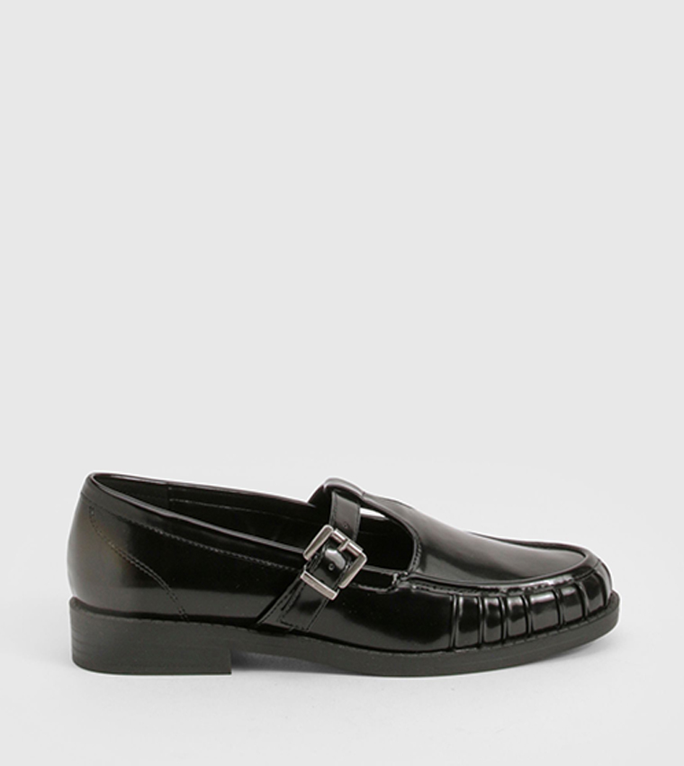 Ruched Detail T-Bar Loafers
