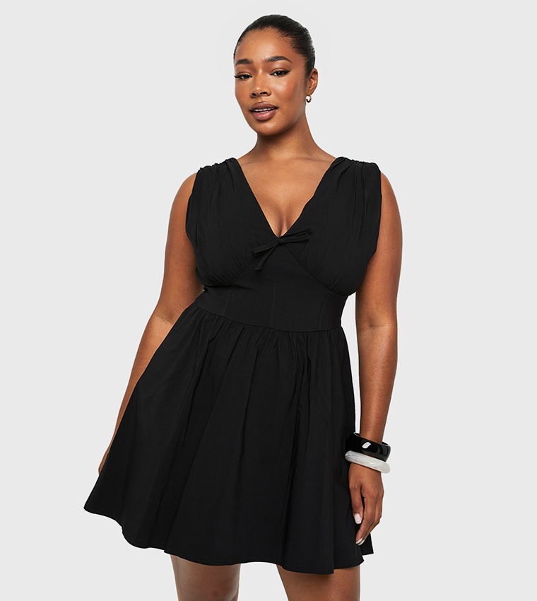 fitted mini homecoming dresses Halter Neck Rosette Fitted Black Mini Homecoming Dress Party Dress US12 / Black
