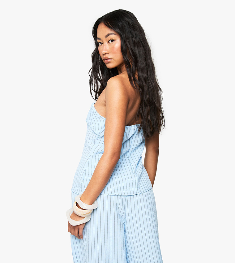 Linen Look Striped Bandeau Top