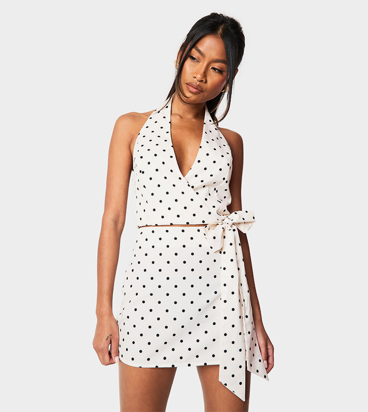 Polka Dots Wrap Crop Top