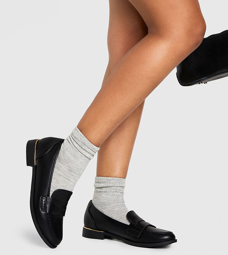 Gold Trim Slip-On Loafers