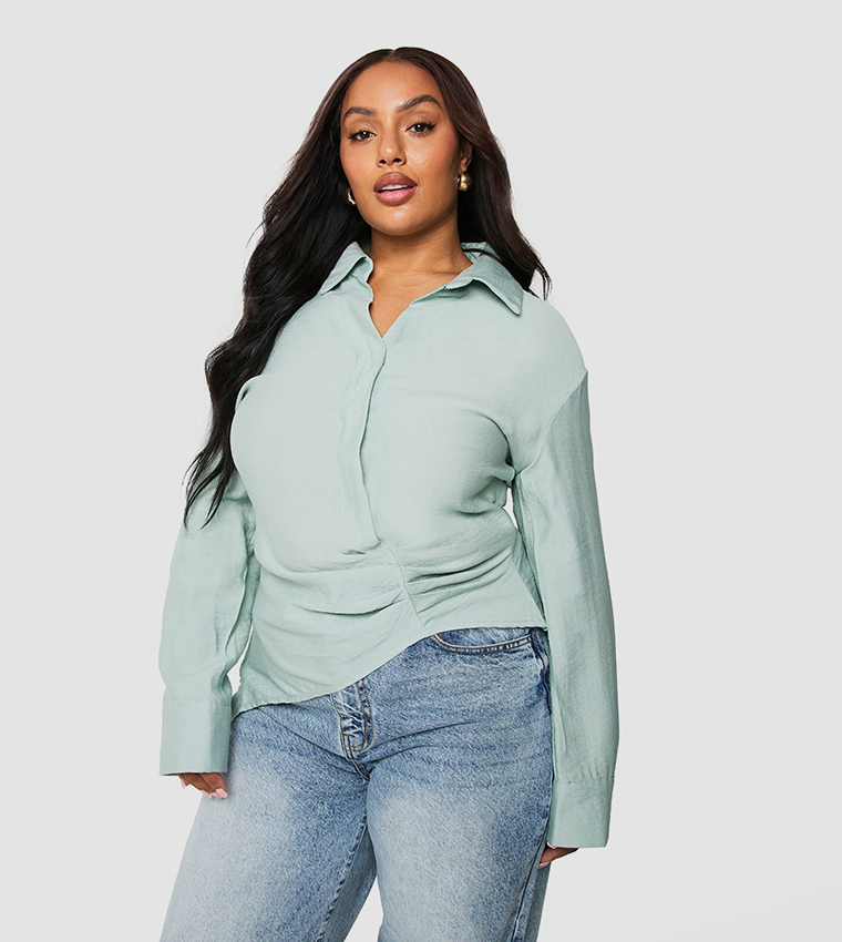 HOT Linen Wrap Boohoo Plus Wrap Top Buy Boohoo Curve