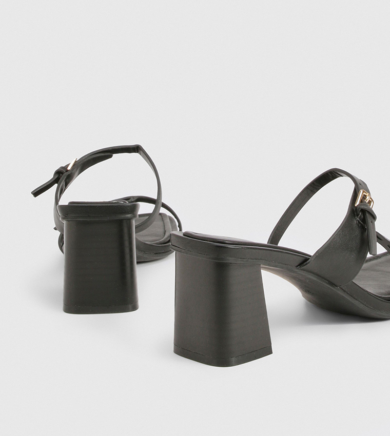 Buckle Double Strap Heeled Sandals