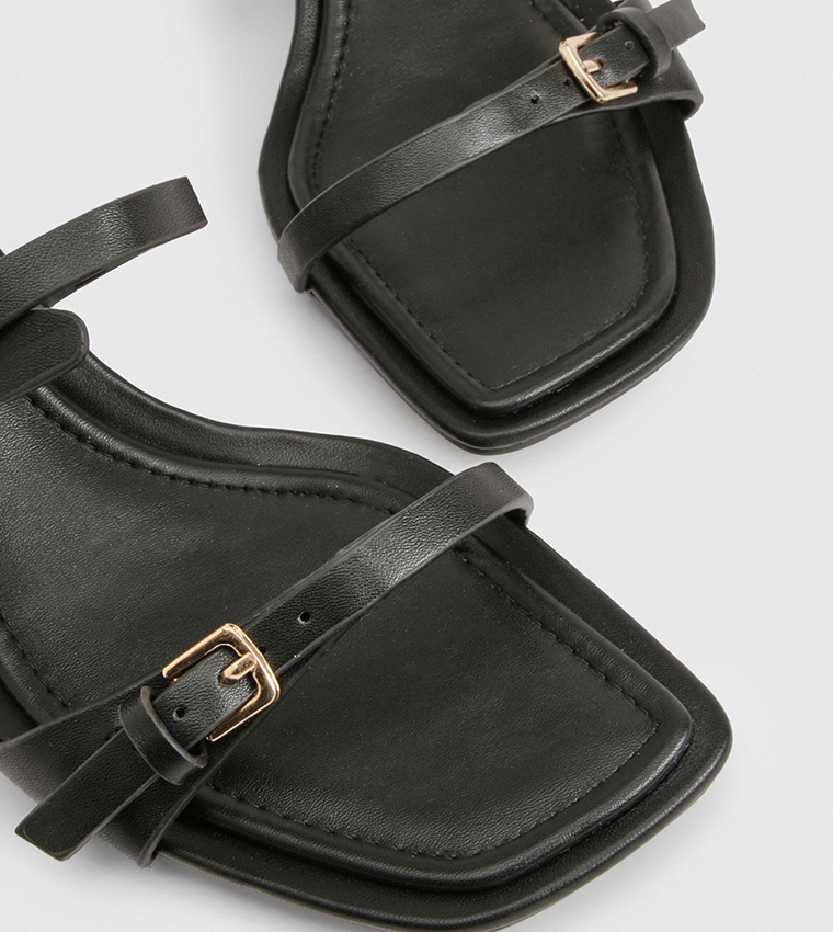 Buckle Double Strap Heeled Sandals