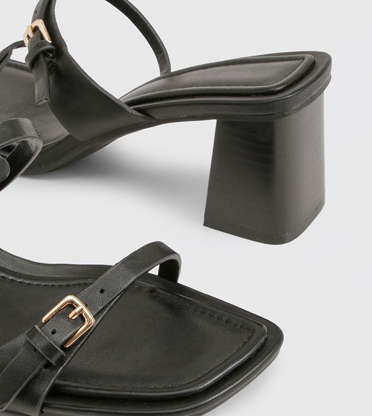 Buckle Double Strap Heeled Sandals