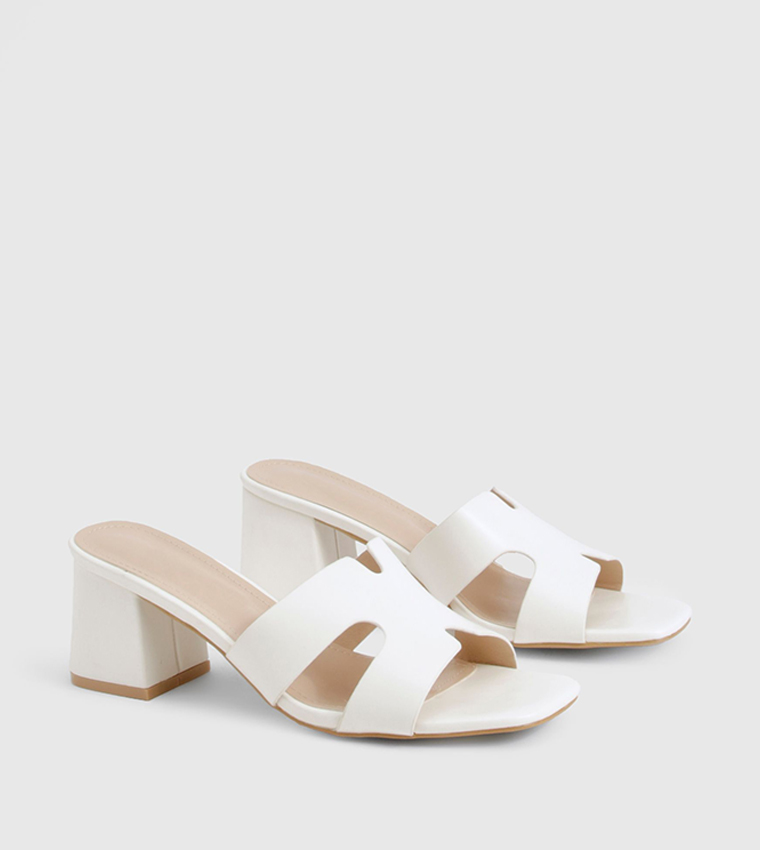 Cut Out Low Block Heeled Sandals