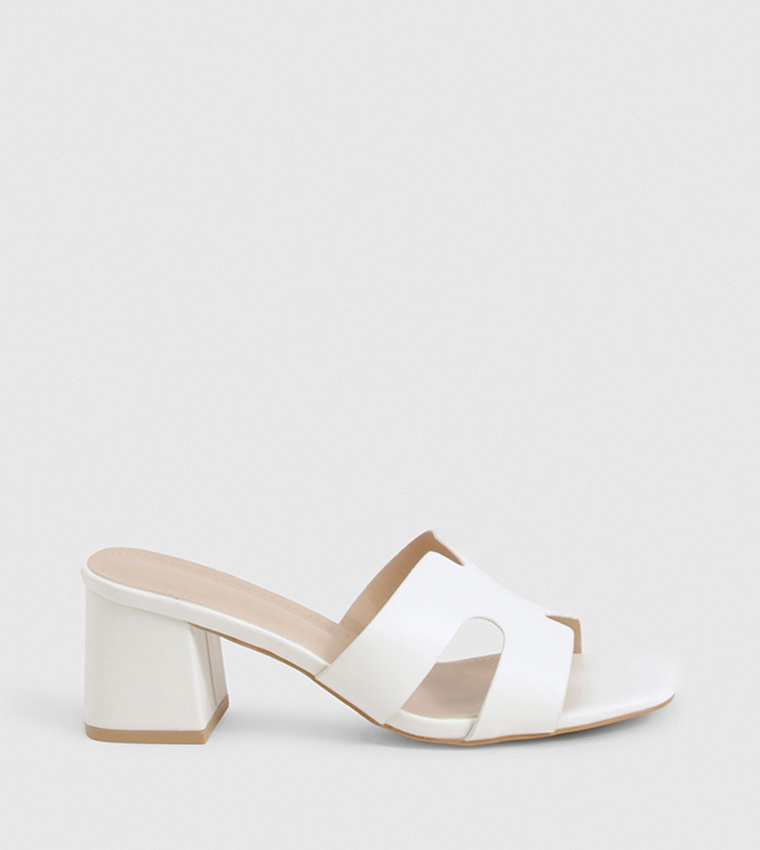 Cut Out Low Block Heeled Sandals