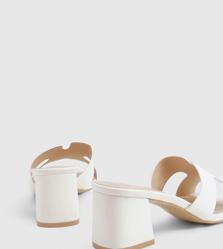 Cut Out Low Block Heeled Sandals