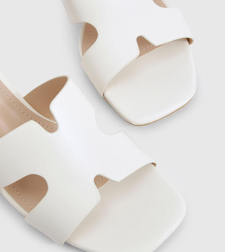 Cut Out Low Block Heeled Sandals