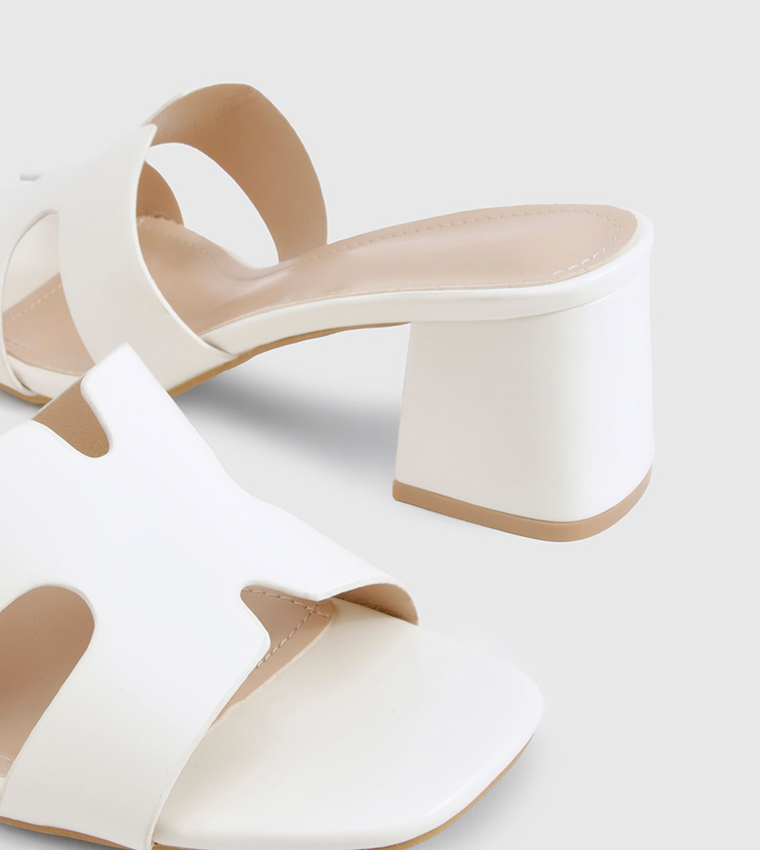 Cut Out Low Block Heeled Sandals