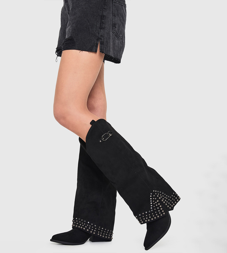 Foldover Studded Western Boots