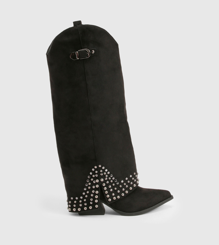 Foldover Studded Western Boots