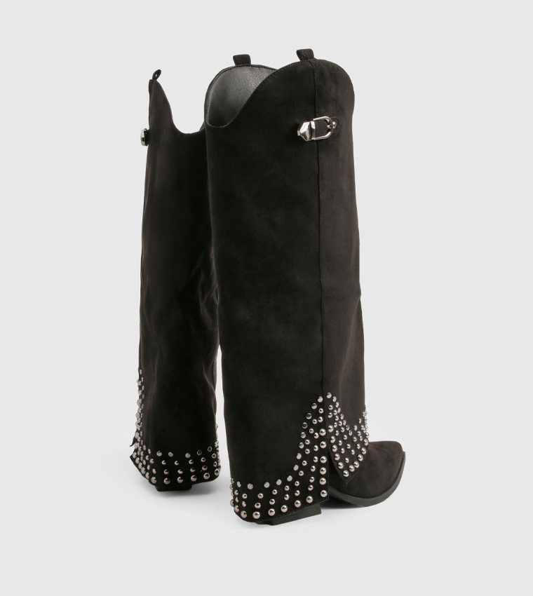 Foldover Studded Western Boots