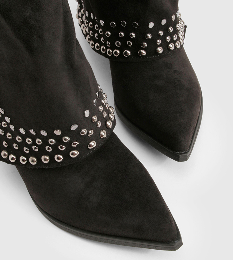 Foldover Studded Western Boots