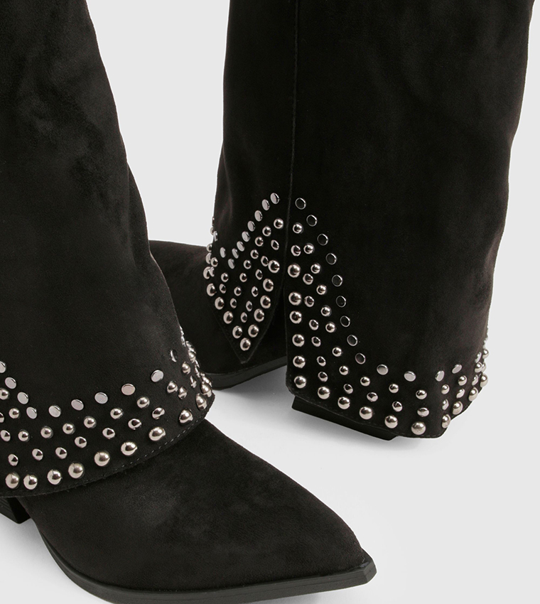 Foldover Studded Western Boots