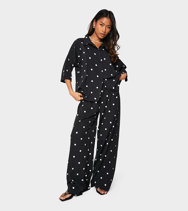 Polka Dots Long Sleeves Oversized Co-Ord Set