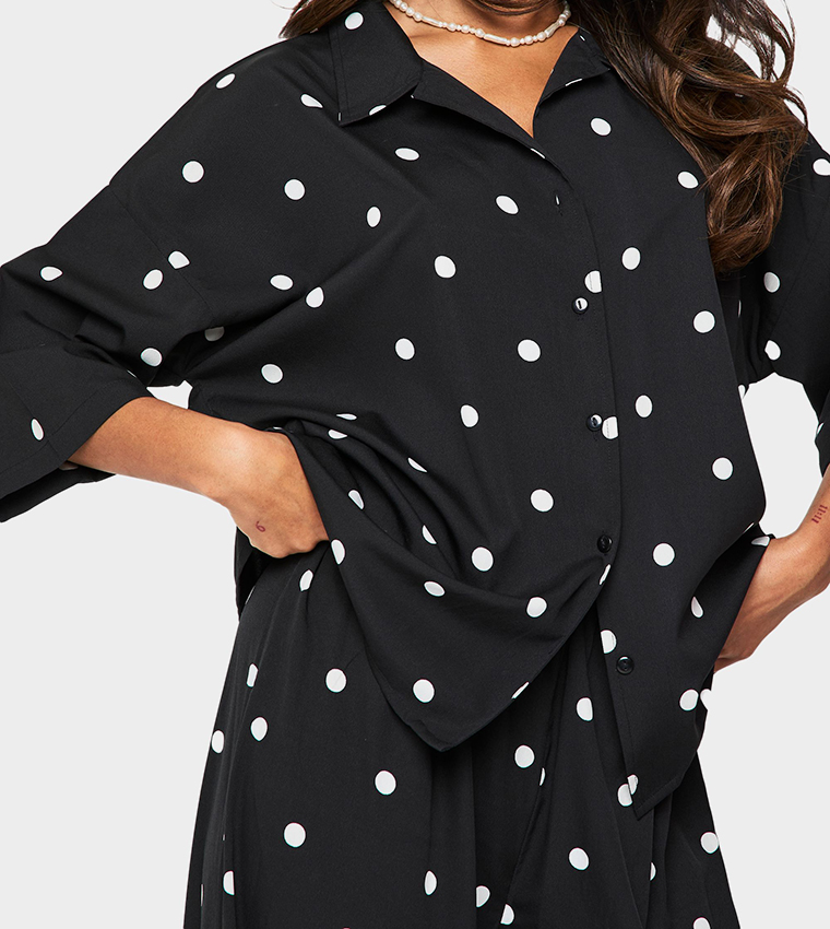 Polka Dots Long Sleeves Oversized Co-Ord Set