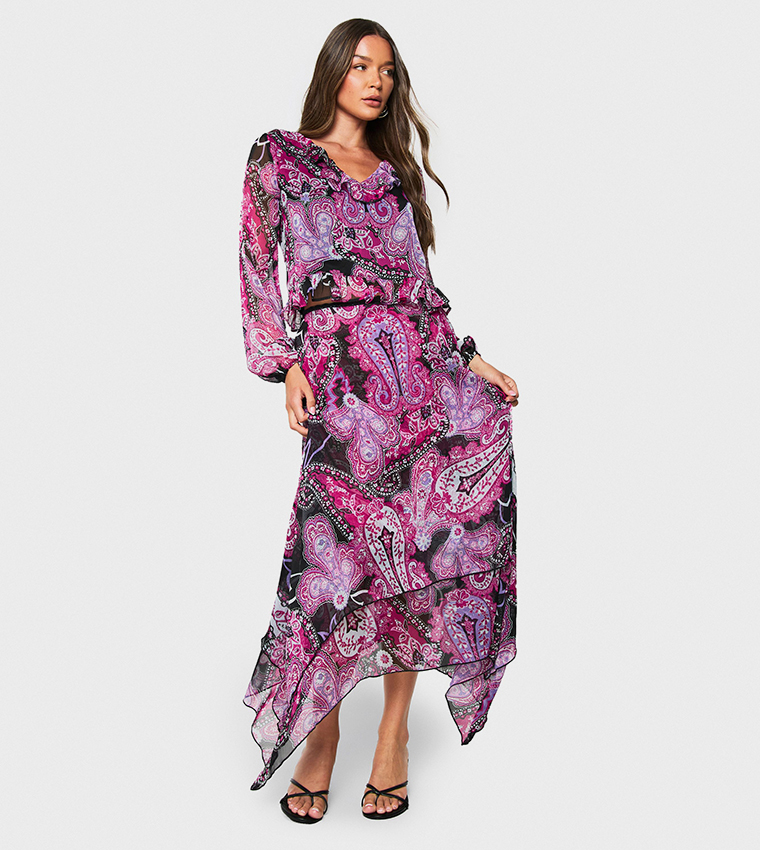Paisley Chiffon Ruffle Top