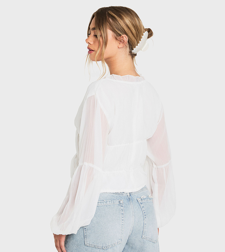 Chiffon Ruched Crop Top