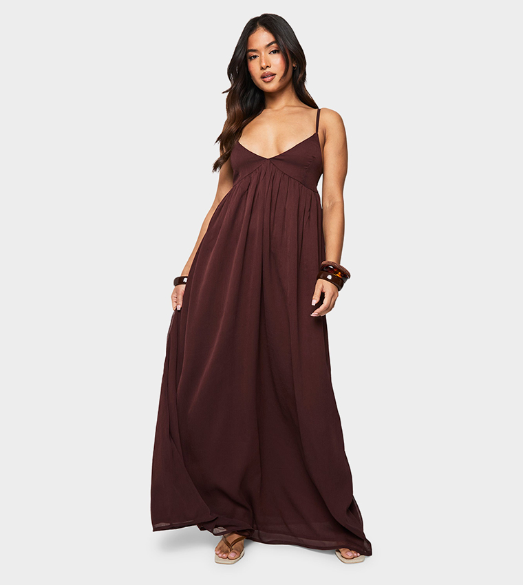 Petite Strappy Chiffon Maxi Dress