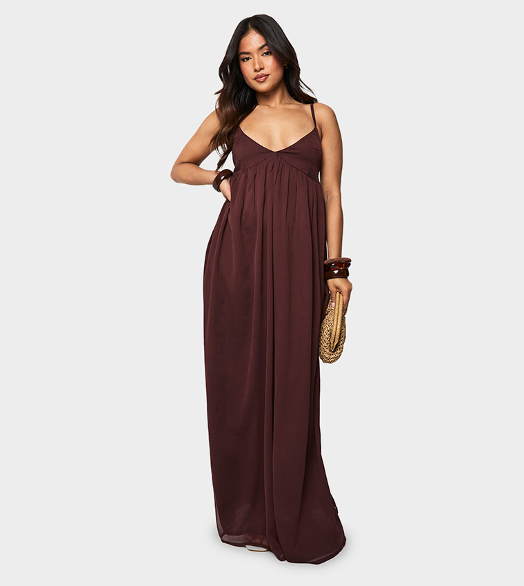 Petite Strappy Chiffon Maxi Dress