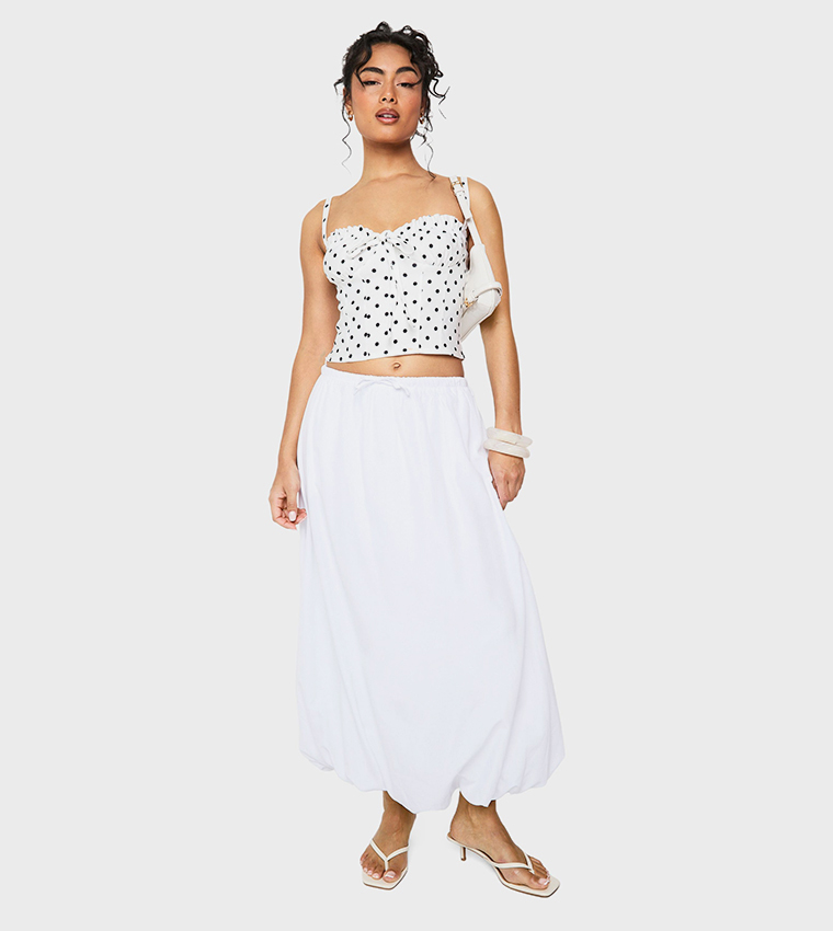 Polka Dots Bow Detail Corset Crop Top
