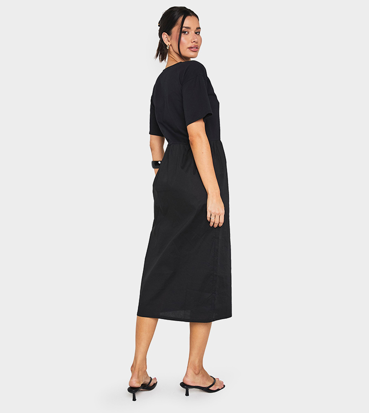 Tall Jersey Cotton Mix Smock Midi Dress