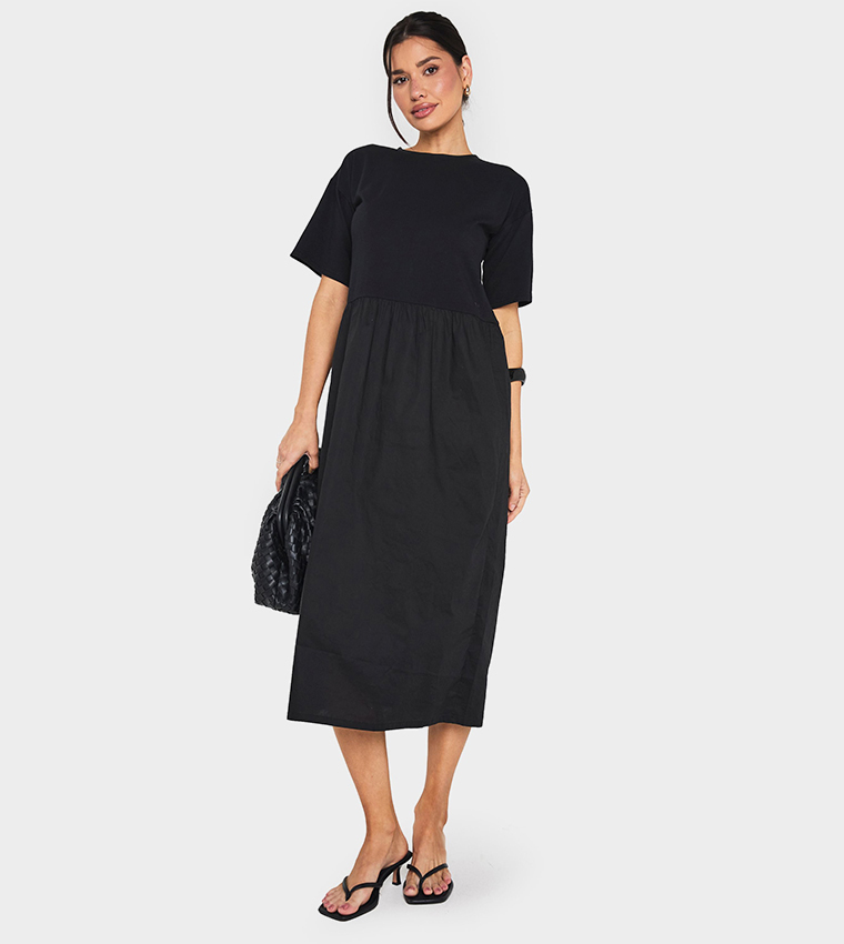 Tall Jersey Cotton Mix Smock Midi Dress