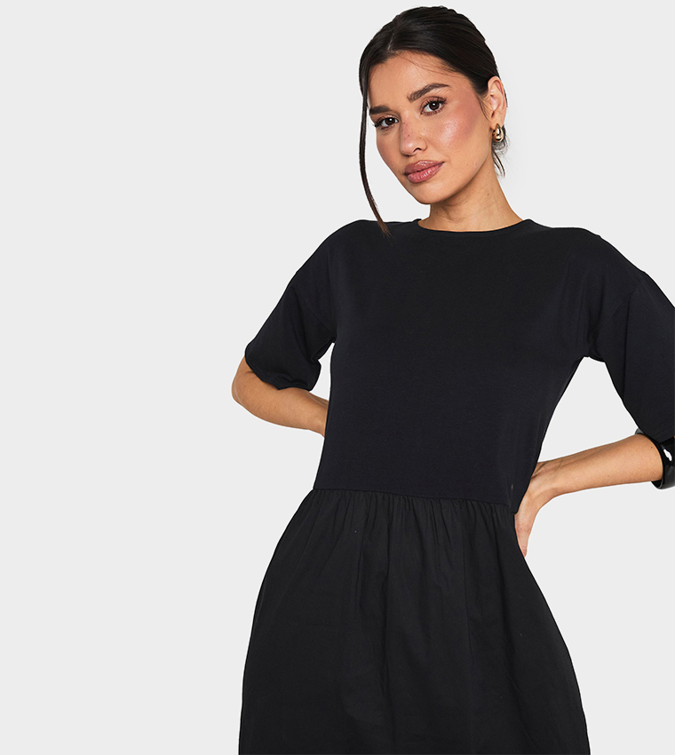 Tall Jersey Cotton Mix Smock Midi Dress