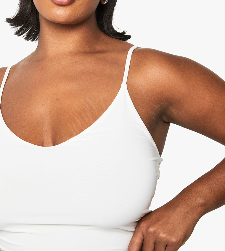 Curve Double Layer Slinky Strappy Bodysuit Top