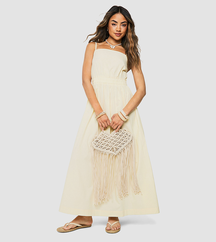 Strappy Poplin Midaxi Dress