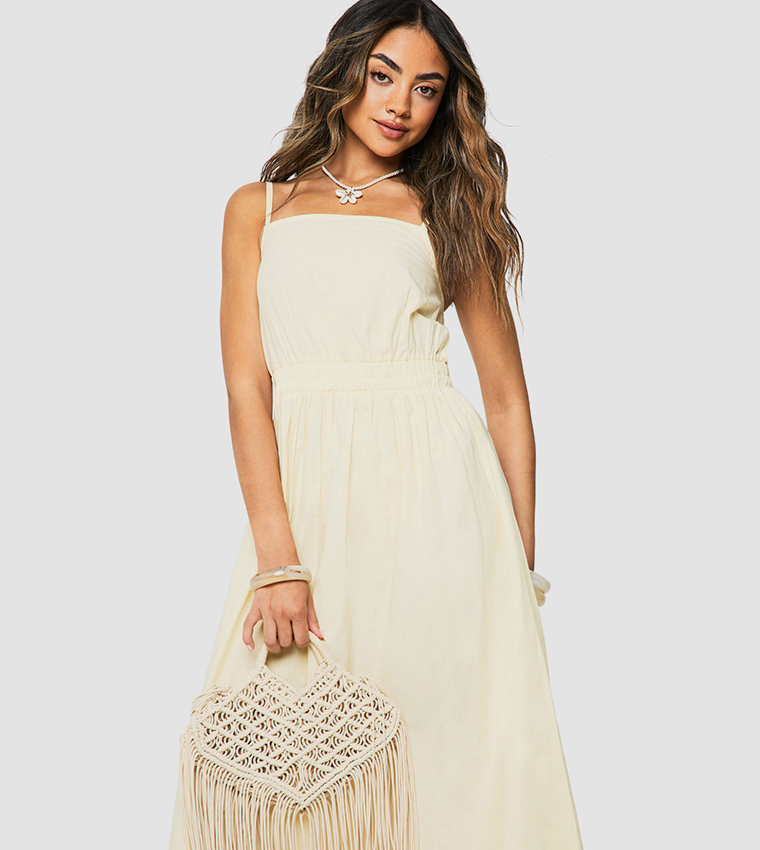 Strappy Poplin Midaxi Dress