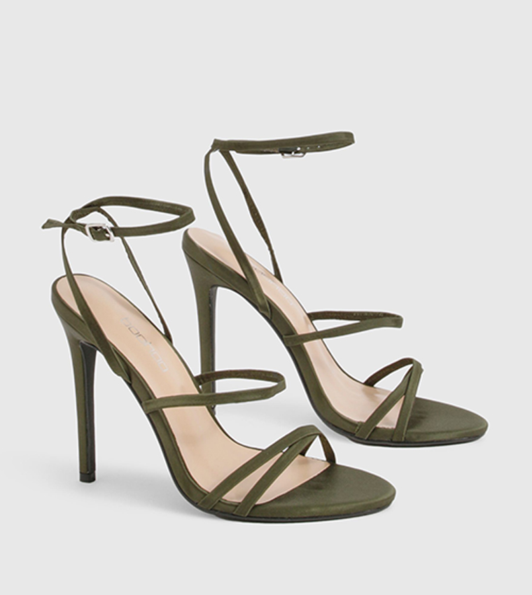 Satin Strappy Stiletto Heel Sandals