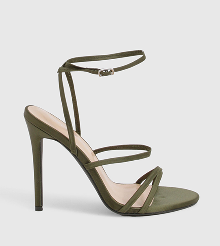 Satin Strappy Stiletto Heel Sandals