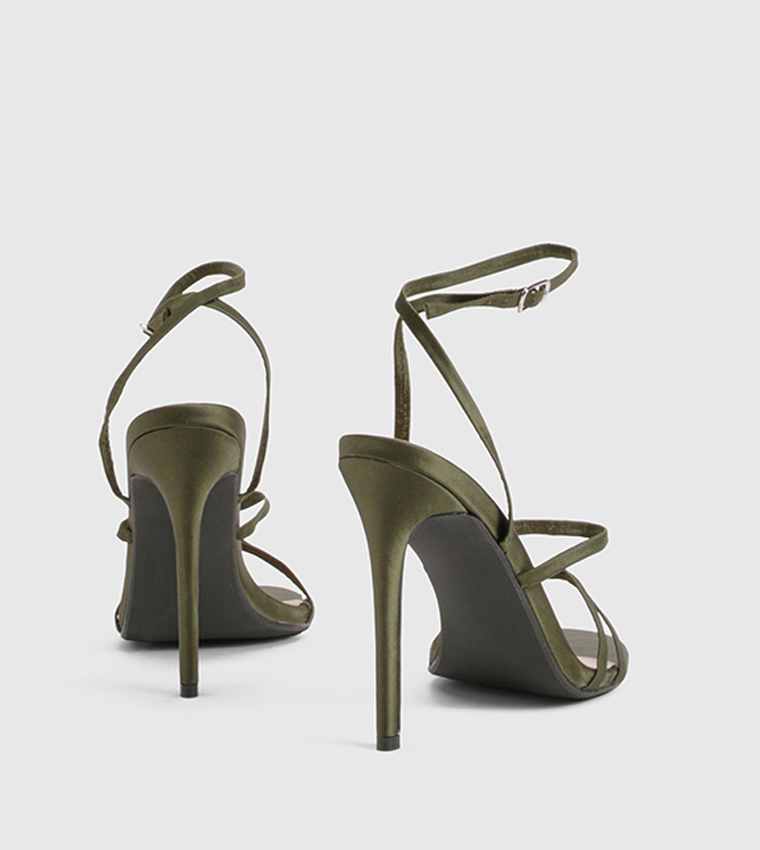 Satin Strappy Stiletto Heel Sandals