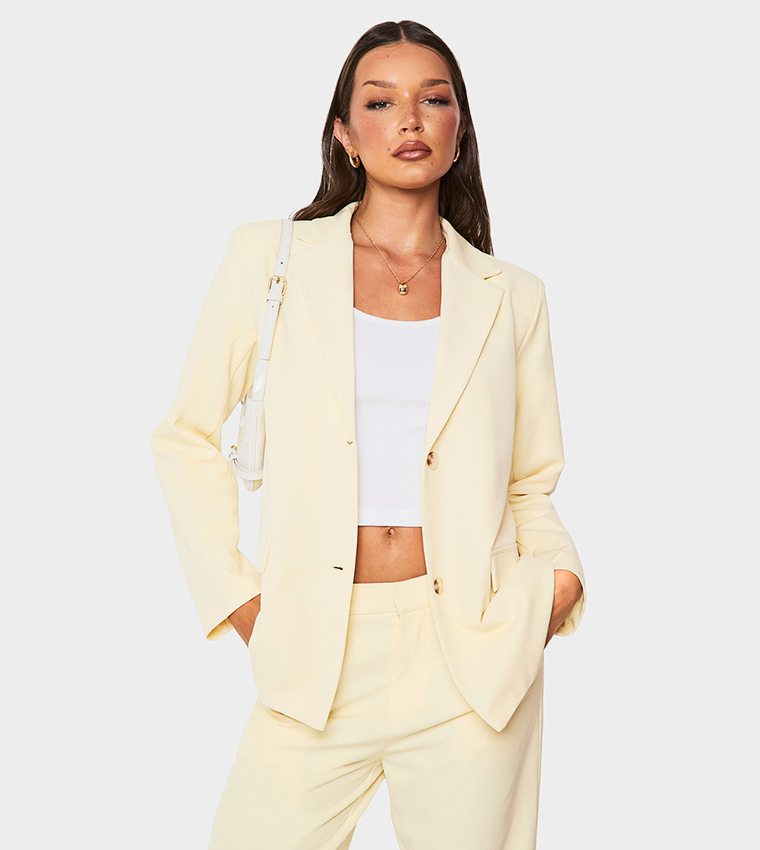 Solid Long Sleeves Oversized Blazer