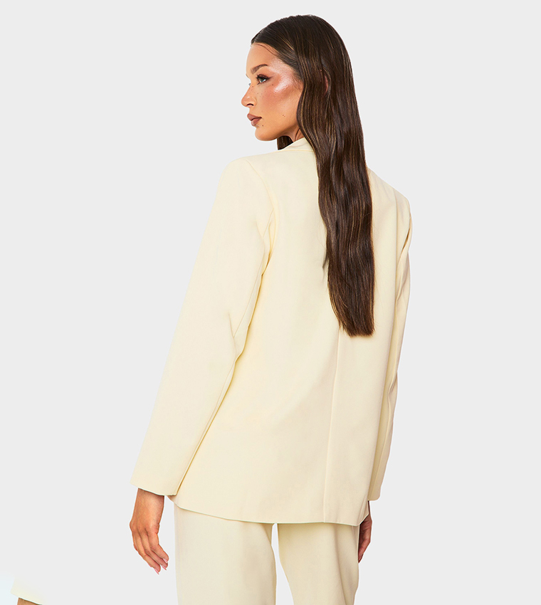 Solid Long Sleeves Oversized Blazer