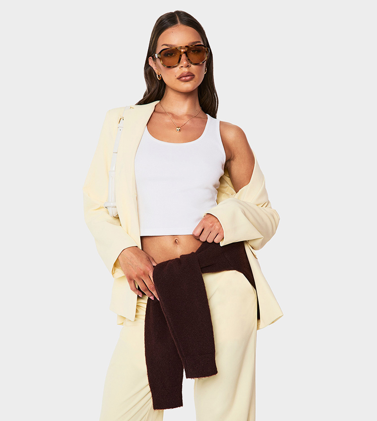 Solid Long Sleeves Oversized Blazer